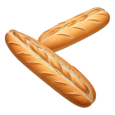 Cinematic Realistic Baguette Bread Emoji, showcasing a long, crusty baguette with a crisp exterior and soft interior rendered with lifelike textures and warm, rustic lighting. sticker