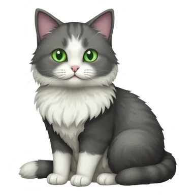 full body half dark grey and half white cat sticker