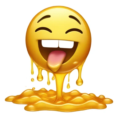 emoji vomiting honey looking really happy because of that, the honey is really long tho splitting into 2 ball-like looking piles, while still looking veiny  sticker