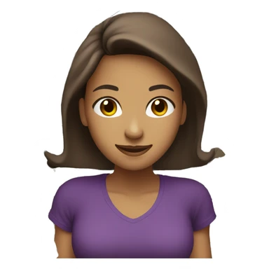 tan woman emoji with purple shirt and brown hair doing money spread and smiling sticker