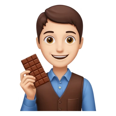 a chocolate bar being sold by a human sticker