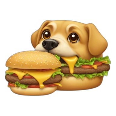 Un chien qui mange un hamburger  sticker