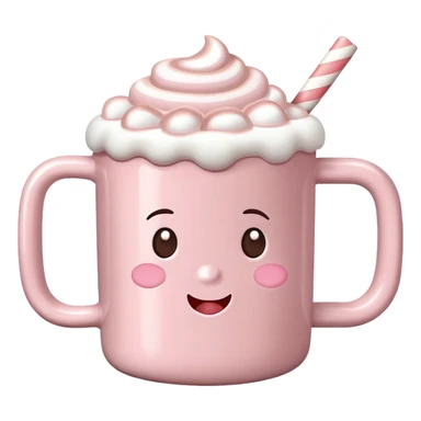 Light Pink mug of hot chocolate with marshmallows  sticker