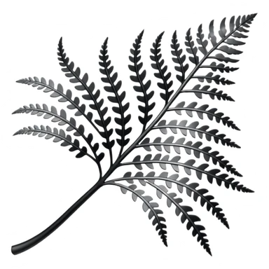 Black and silver filigree fern leaf, 3D, extremely detailed design sticker