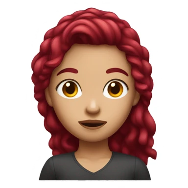 cherry dark red hair girl light skin shaking her head sticker