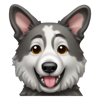 grey brindle colored shepherd with a panda toy in its mouth sticker