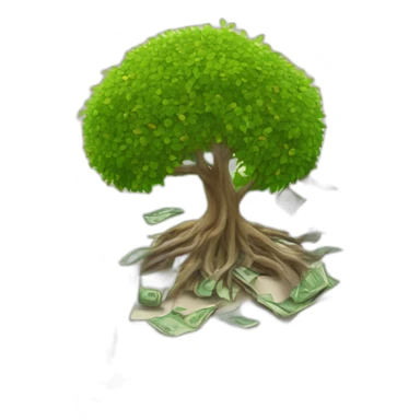 an open book with a money tree coming outside from the middle of the book  sticker