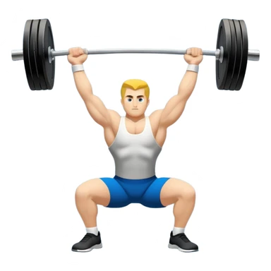 Emblem symbolizing weightlifting, featuring a barbell with heavy weights on either side, lifted above a strong, determined figure. The design conveys strength, focus, and the precision required in the sport. The barbell is centered, with a dynamic, bold style to emphasize power and athleticism.  sticker