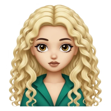 split dye leftside blonde rightside black long curly hair, pretty pale bratz Saudi baddie sticker