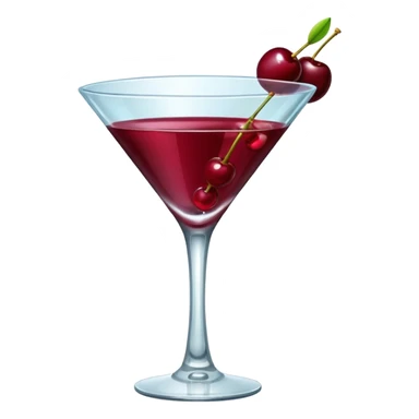 martini glass with burgundy cherry decoration sticker