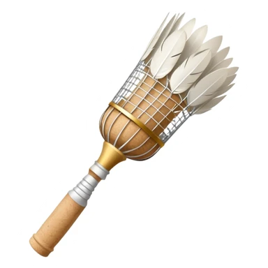 badminton shuttlecock with white feathers and cork base sticker