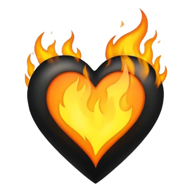 black heart on fire with yellow flames sticker