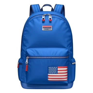 blue backpack with tommyjeans logo like american flag ony at the bottom pocket  sticker