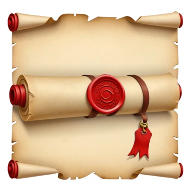 old rolled parchment scroll with wax seal sticker