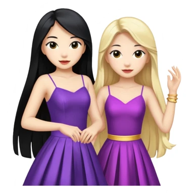 aisan girl with long black and white girl with blonde hair together going to dance at the club sticker