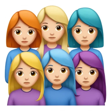 grupo de 5 amigos tristes diferentes colores de cabello sticker