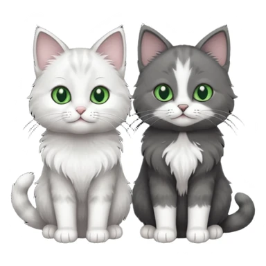 2 different coloured small cats including a dark grey and white and a completely solid dark grey with green eyes and only white paws sticker