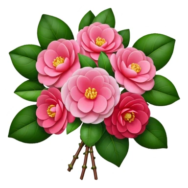 big bouquet Camellia flower, stem, leaf, more flower sticker