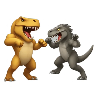 Fight of TRex and werwolf sticker