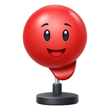 A minimalistic, cartoon-style red punching ball emoji with a glossy texture. It has a slightly rounded top and is mounted on a slim, flexible base, appearing slightly in motion. The design should be expressive and clear as an emoji. The background is fully transparent for easy overlay. No Face. sticker