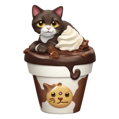 Chocolate sundae with calico cat sticker