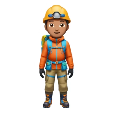 A 3D cartoon mountaineer standing on a snowy Everest-like summit with a flag, wearing colorful climbing gear, soft lighting, Memoji-style.negative : Flag sticker