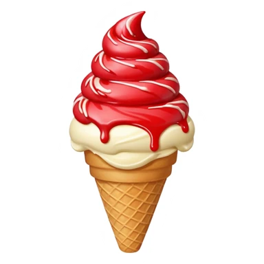 vanilla ice cream cone with strawberry sauces sticker