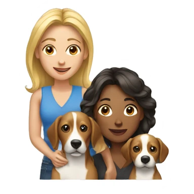 two women with a dog sticker