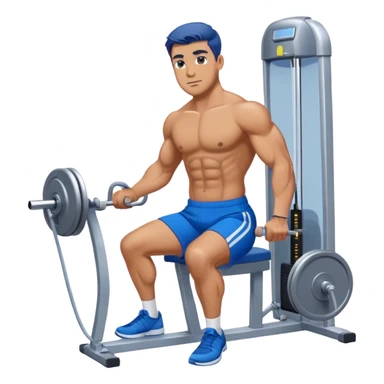 standing fit man with blue shorts cable-machine exercise sticker