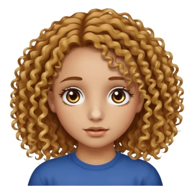 A girl with brown curly hair and blonde edges side parted with hazel central heterochromia eyes and a nose ring sticker