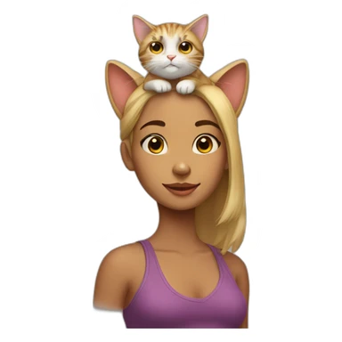 girl with an actual cat on top of her head sticker