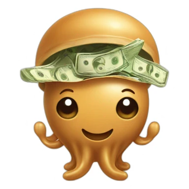 Peanut butter brown baby cute jellyfish hugging money bag sticker