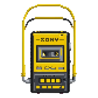 Yellow Sony Walkman cassette player from the 1980s sticker