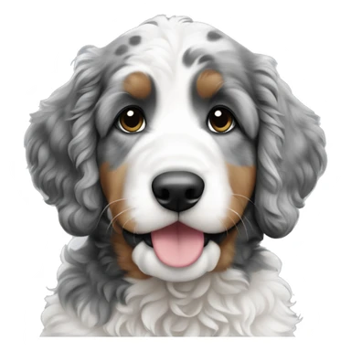 White with grey spots bernedoodle puppy sticker