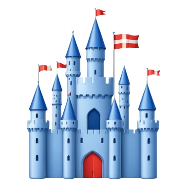 The flag has a yellow background with four horizontal red stripes running across it. In the upper left corner, there is a blue rectangle containing a white, stylized castle with three towers, the middle tower being taller than the others. sticker