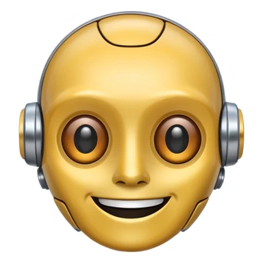 smiling robot head, AI emoji, apple style sticker