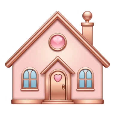 Home | vector icon of a feminine home icon in rose gold and blush pink, flat minimal design, soft glow, white background sticker