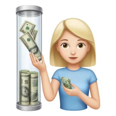 girl enter money in tube sticker