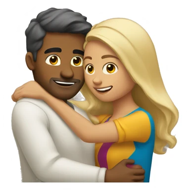 Blond man and hispanic woman hug each other sticker