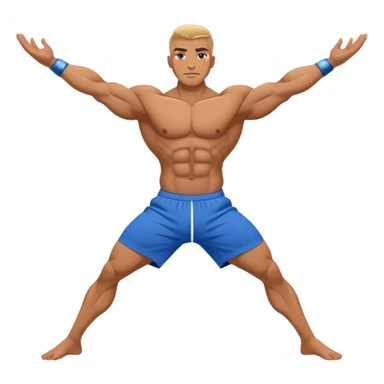 bodybuilder blue short warrior-II yoga pose sticker