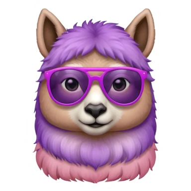 gradient purple color peach pink white cute eyes lama sun glasses sticker