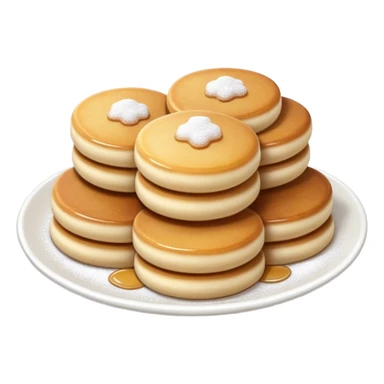 Cinematic Realistic Poffertjes Dessert Emoji, depicted as small, fluffy mini pancakes dusted with powdered sugar rendered with lifelike texture and warm, inviting lighting. sticker