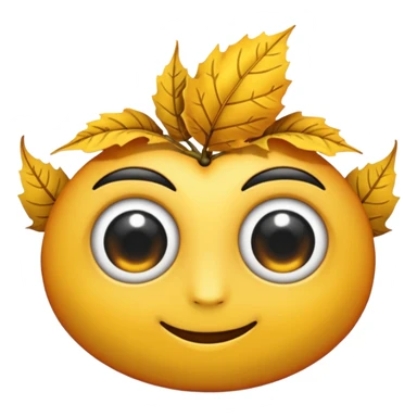 emoji, feuille d'érable couleur vermeille, deux yeux ronds noirs brillants sticker