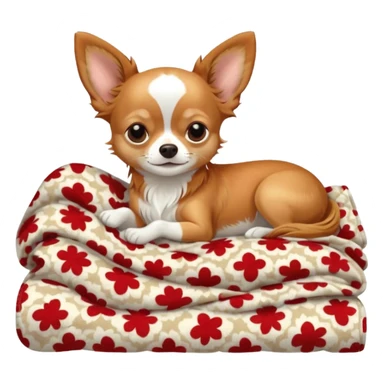 Long haired chihuahua, beige/redhaired with white chest and white socks, head without white, sleeping cutely under blanket sticker
