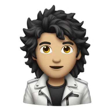 Punk male with white leather jacket with dark hair sticker