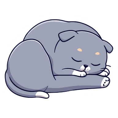 a peaceful sleeping Scottish fold cat with folded ears snoozing sticker