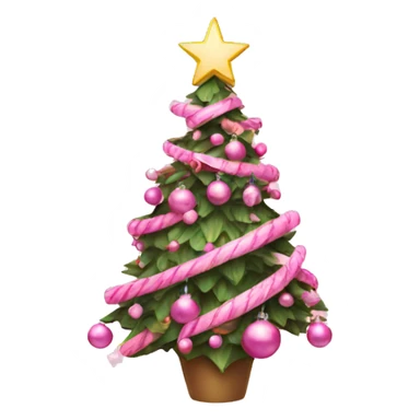 aesthetic christmas tree with pink decorations sticker