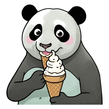 Panda eating ice cream sticker