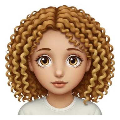 A girl with brown curly hair and blonde edges side parted with hazel central heterochromia eyes and a nose ring sticker
