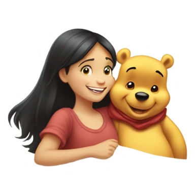 Winnie the Pooh saying goodnight to pretty brunette girl sticker